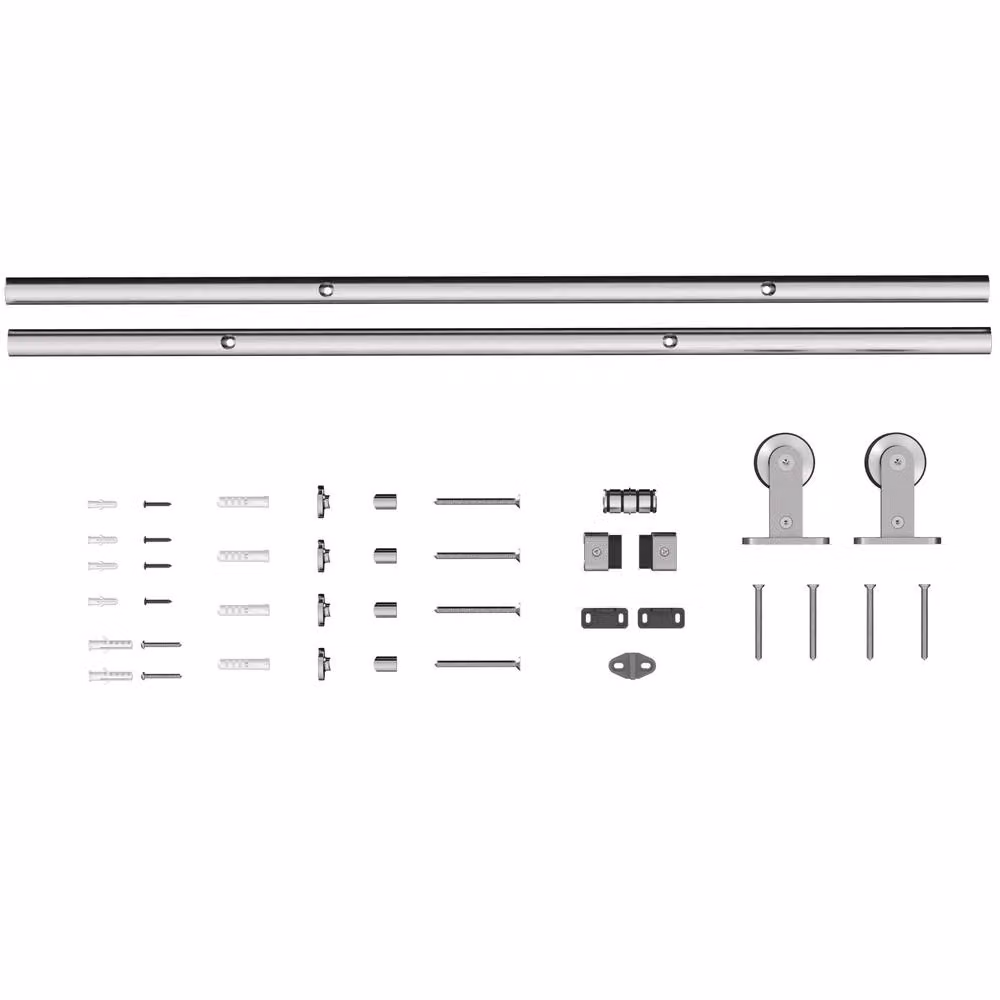 HOMCOM Sliding Door Hardware Kit in Silver Stainless Steel, W/H: 100 x 200 cm – 2