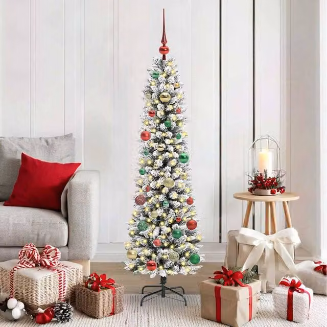 Berkfield Home Artificial Christmas Tree with 150 LEDs in Green, White and Black, Height: 150 cm – 1