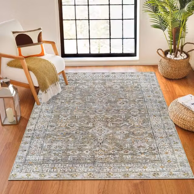Livabliss Becki Owens Darling Washable Vintage Boho Living and Dining Room Rug in Khaki, W: 200 cm, L: 275 cm