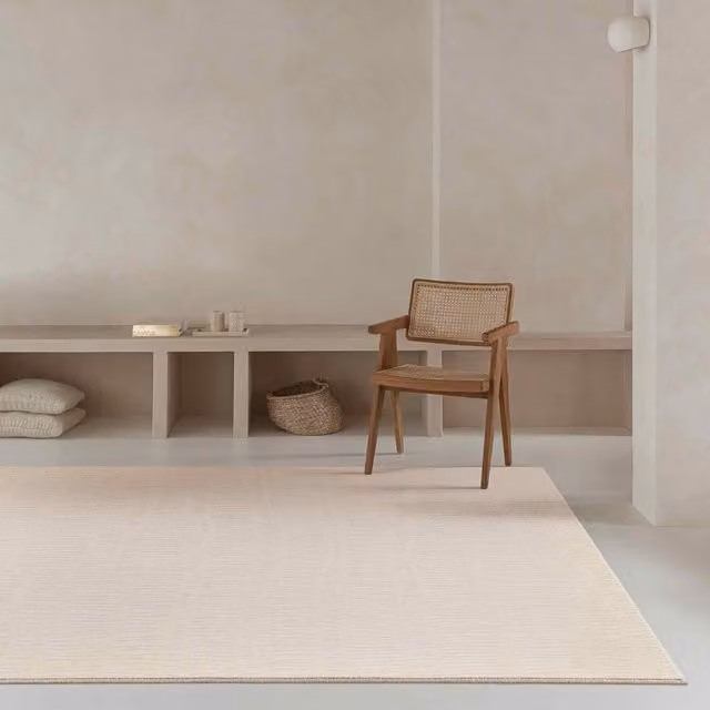 The Rug Shop UK Modern Abstract Wool Area Rug in Beige, W: 135 cm, L: 200 cm