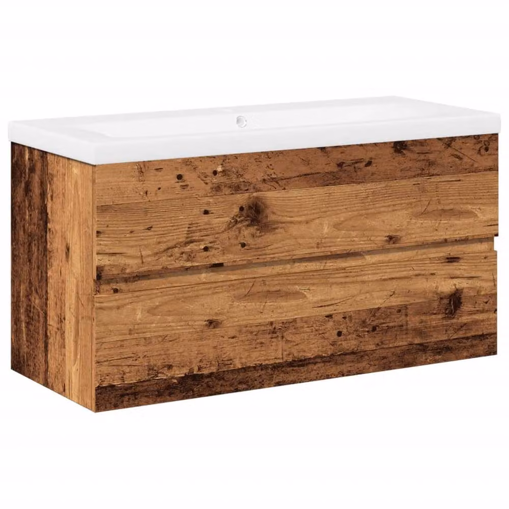 Berkfield Home Sink Cabinet with Built-in Basin in Old Wood Brown, H 90.0 cm x W 45.0 cm x D 38.5 cm – 2