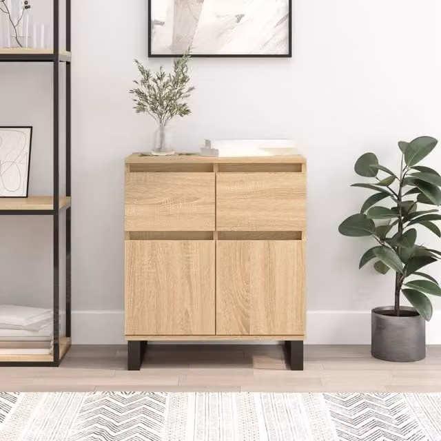 Berkfield Home Sonoma Oak Sideboard in Brown, W/D/H: 60 x 35 x 70 cm