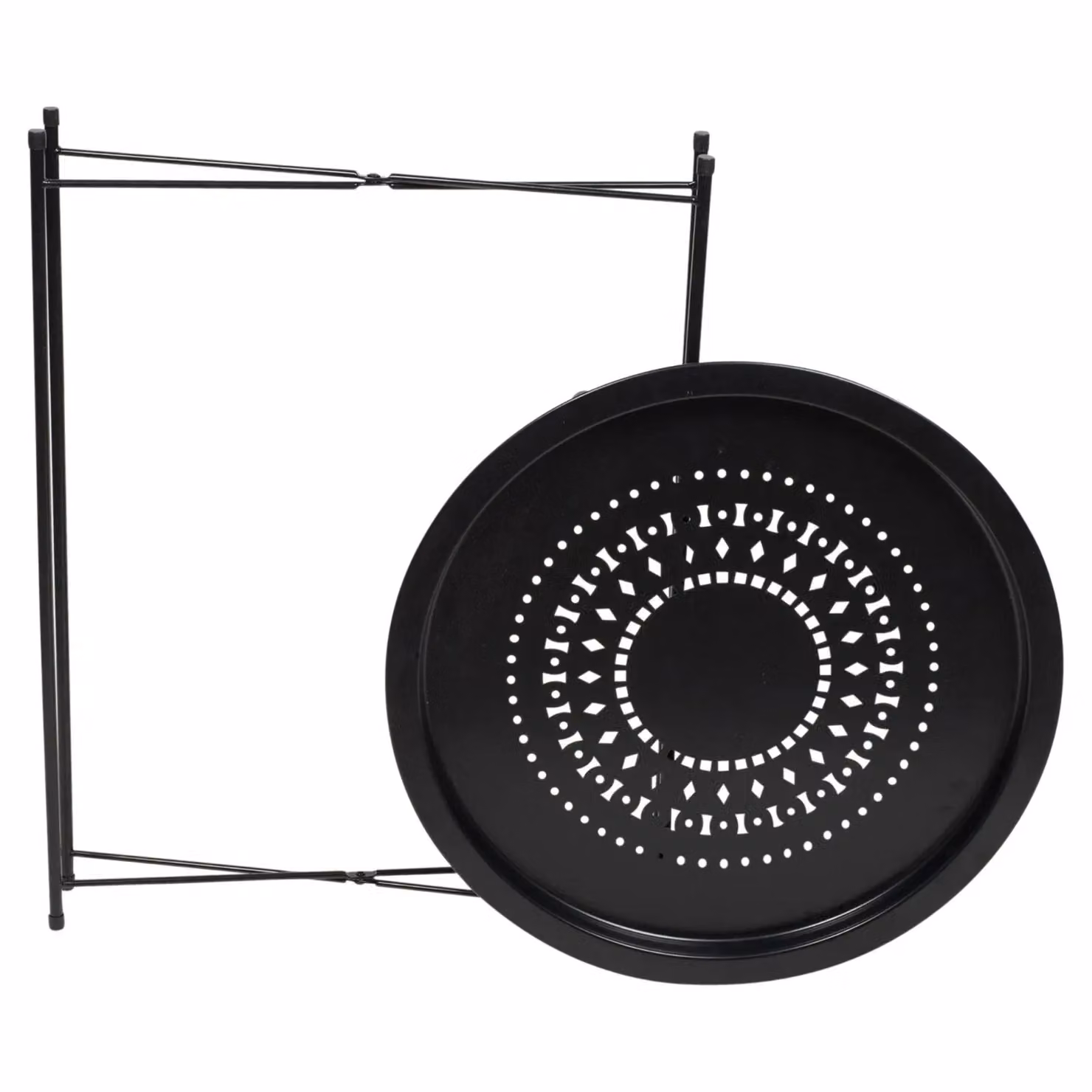 EONLION Black Metal Round Folding Bistro Coffee Table for Indoor and Outdoor Use – 3