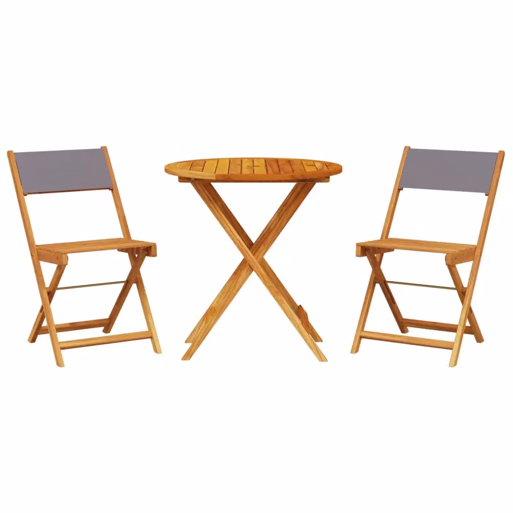 Berkfield Home 3 Piece Bistro Set in Anthracite Fabric and Black Acacia Wood – 2