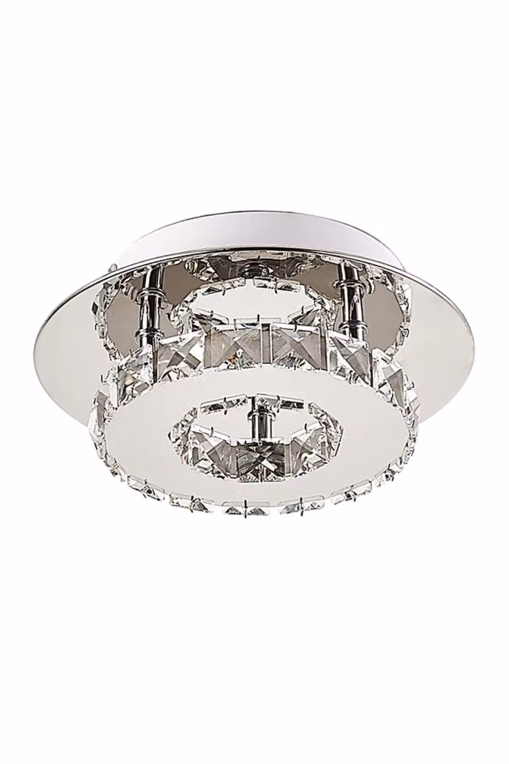 Living and Home Modern Crystal Flush Mount Ceiling Light in Chrome and Transparent – 5