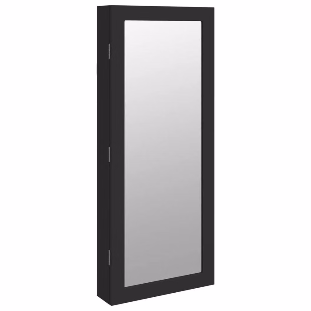 Berkfield Home Mirror Jewellery Cabinet with LED Lights, Wall Mounted, Black, H 90.0 x W 37.5 x D 10.0 cm – 2