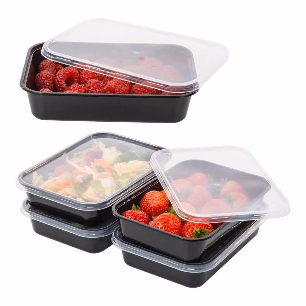 NESTLUNE 30 Reusable Black Plastic Food Containers with Snap Lids, 500 ml each – 3
