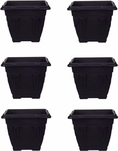 Whitefurze Black Venetian Square Tabletop Pot, W/D/H: 30 x 30 x 23 cm