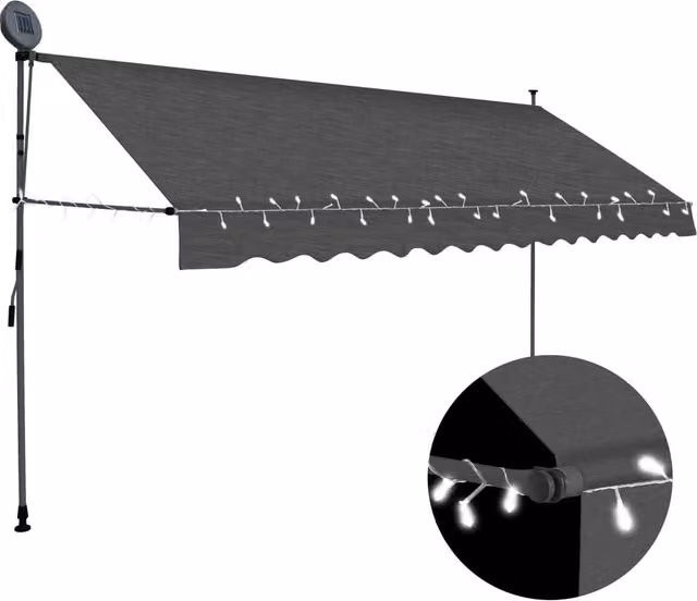 Berkfield Home Manual Retractable Awning with LED, Anthracite and Black, Width: 350 cm – 1