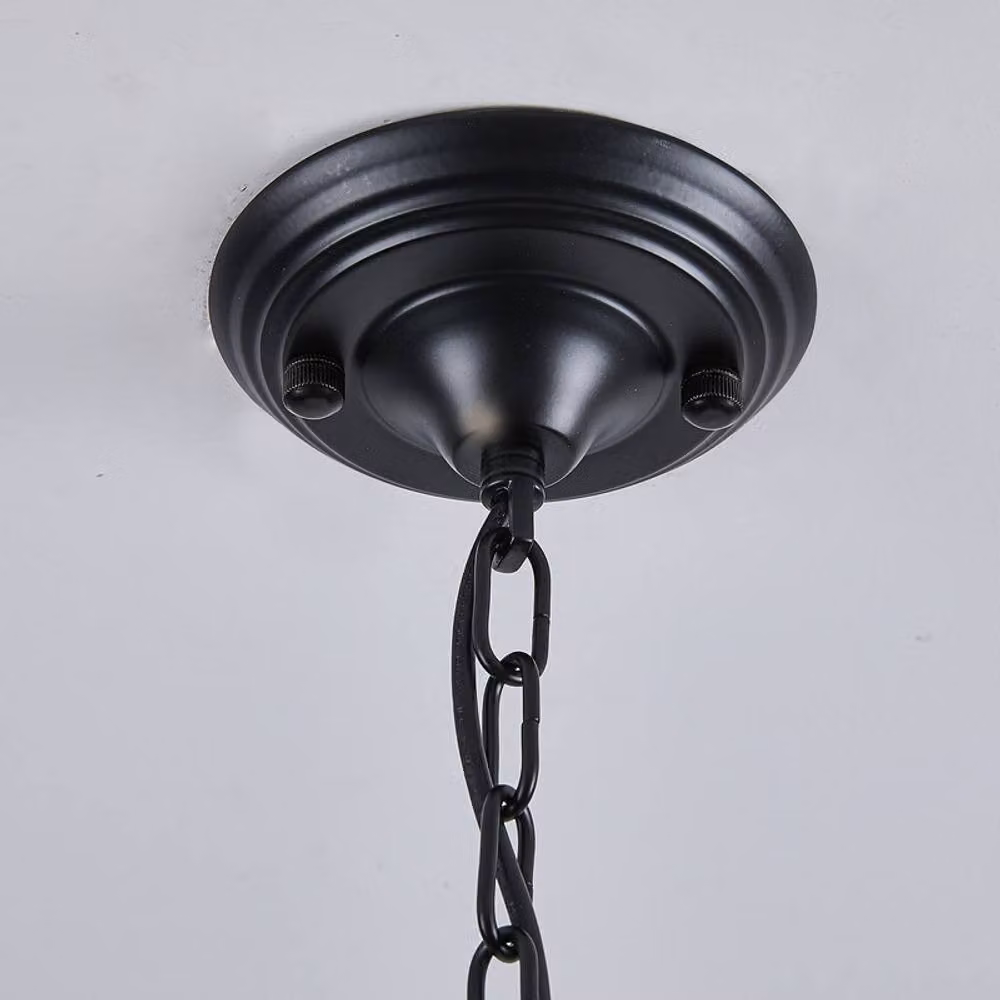 NIVOR Industrial Globe Pendant Light, Black Metal with Transparent Glass Sphere, E27 Socket – 4