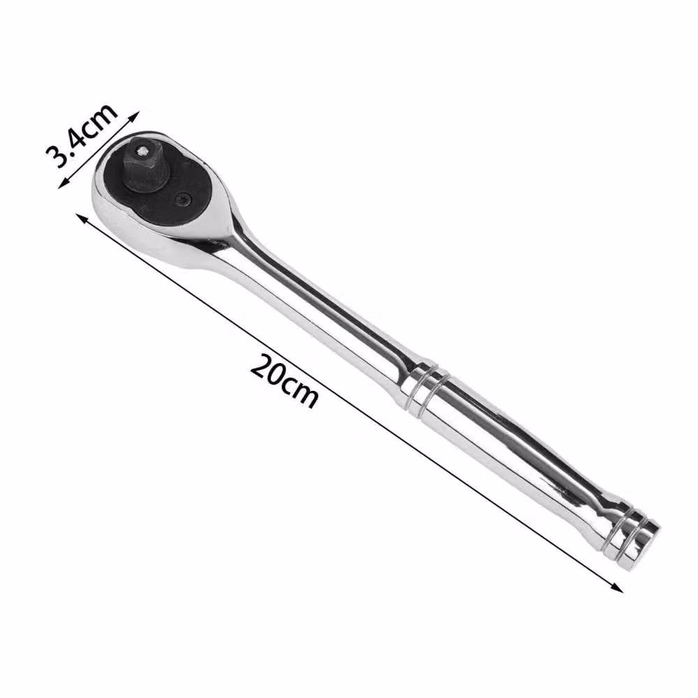 Nordara Professional 3/8 inch Reversible Socket Ratchet Handle in Silver Chrome Vanadium Steel