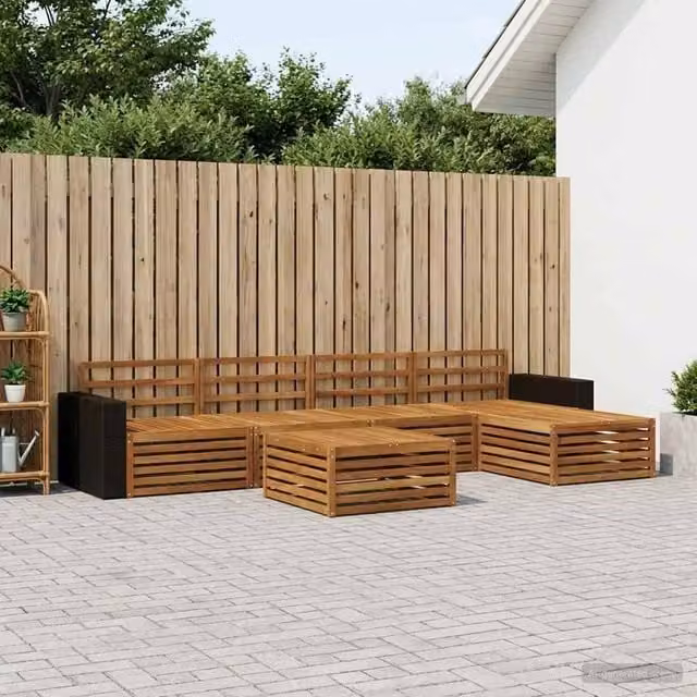 Berkfield Home 6 Piece Outdoor Sofa Set in Brown Acacia Wood, W/D/H: 79 x 79 x 37 cm