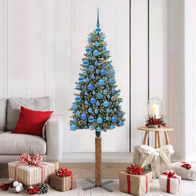 Berkfield Home Slim Christmas Tree with 300 LEDs in Green and White, Height: 180 cm – 1