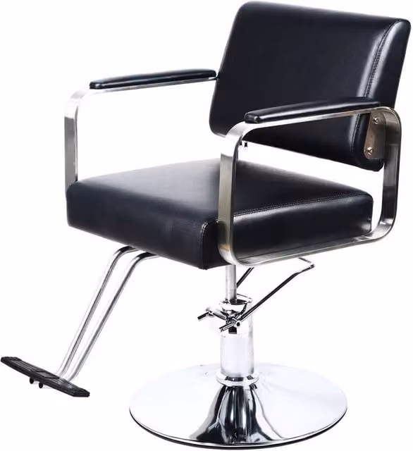 Hinsinc Type D Barber Chair in Black with Synthetic Leather and Armrests