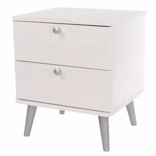 Core Products Augusta Curve 2 Drawer Bedside Cabinet in White Waxed Solid Pine – 1