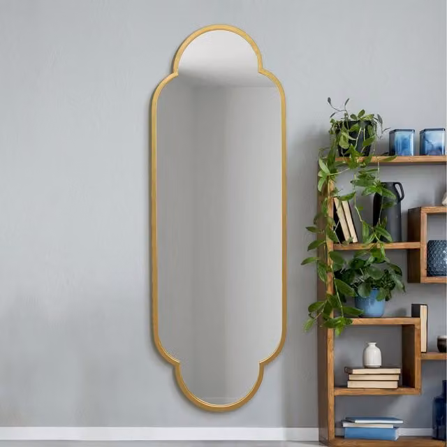 MirrorOutlet Duplici Modern Double Arched Wall Mirror in Gold and Black, Height: 170 cm