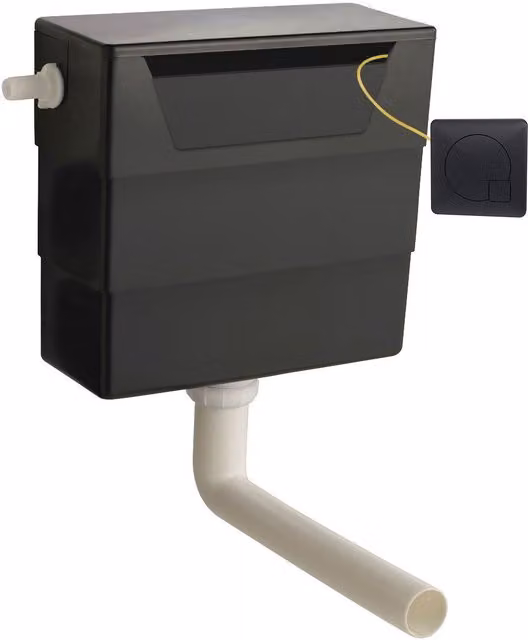Balterley Universal Dual Flush Concealed Side Inlet and Square Flush Plate in Matt Black – 1