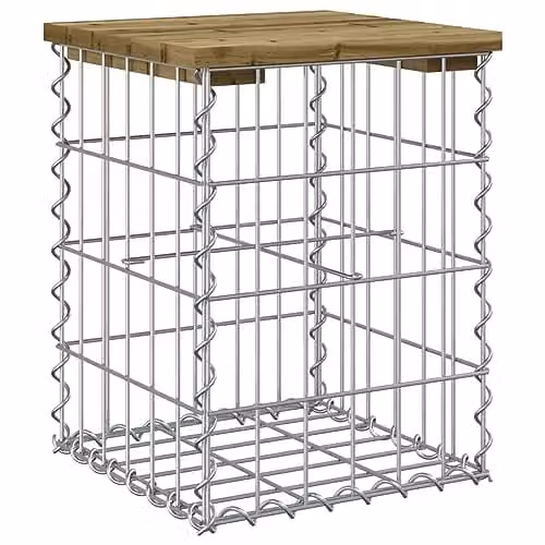 vidaXL Gabion Design Garden Bench in Impregnated Pine Wood and Metal, W/D/H: 33 x 31 x 42 cm – 1