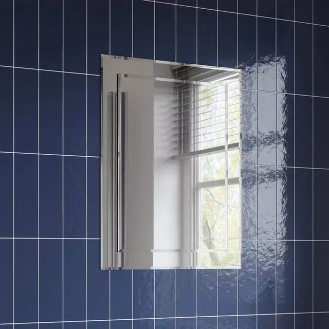 Bathwell Specto Rectangular Frameless Wall Mounted Bathroom Mirror in Silver