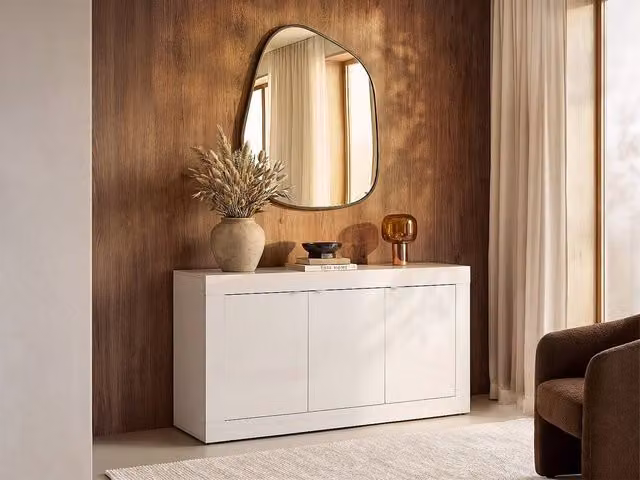 Vente-unique COMETE 3-Door White Lacquered Buffet Sideboard – 1