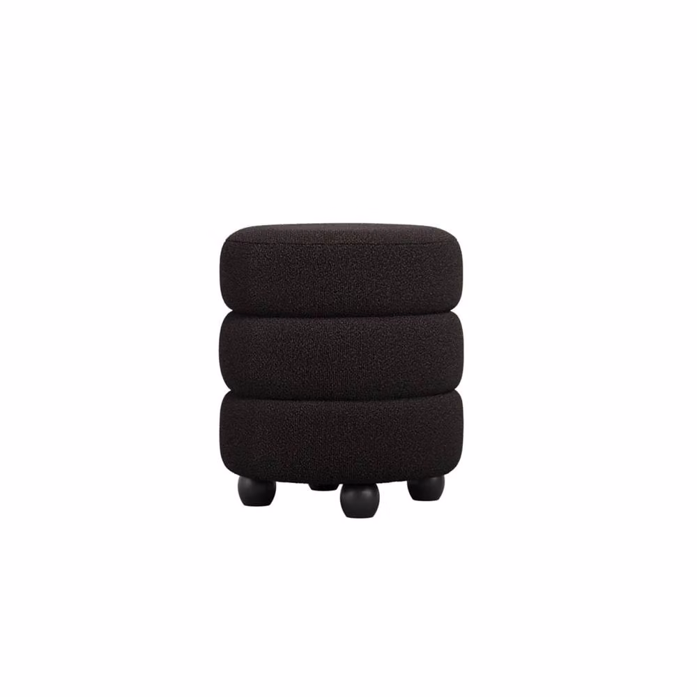 Wyld Haus Antipodes Black Chenille Round 3 Tier Pouffe – 2