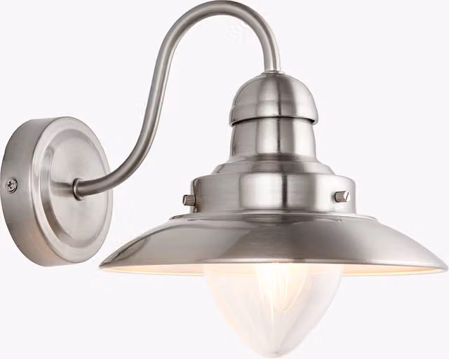 Perch & Parrow Luca Retro Wall Lamp in Chrome and Silver with Transparent Glass