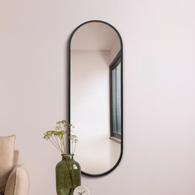 MirrorOutlet Vultus Double Arched Metal Framed Wall Mirror in Black, Height: 160 cm