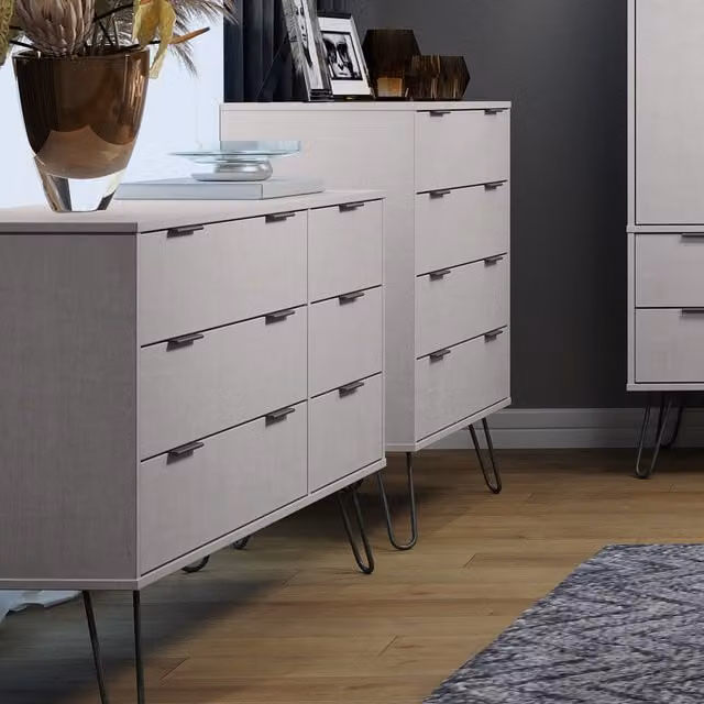 Core Augusta Grey 3 Plus 3 Drawer Wide Chest of Drawers Storage Unit