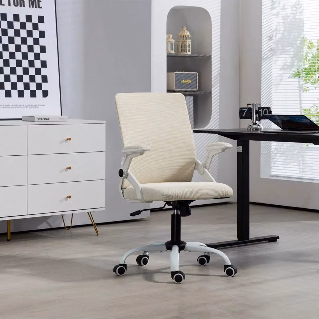 EONLION Mesh Task Chair with 360 Degree Swivel and Flip-Up Arms in Beige – 2
