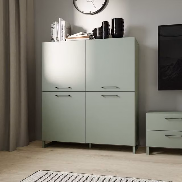 Furniture To Go Sali Modern Wooden Highboard in Sage Green