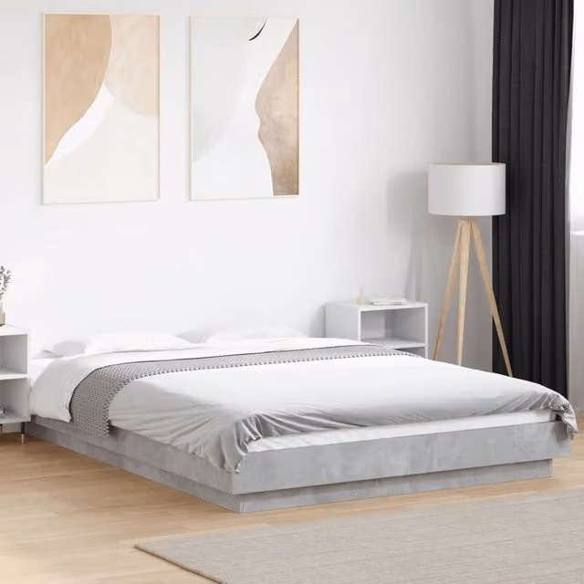 Berkfield Home Small Double Bed Frame in Grey, W/D/H: 120 x 190 cm