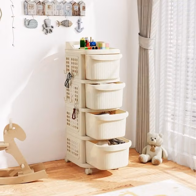 Costway Modern White Plastic Rolling Utility Cart