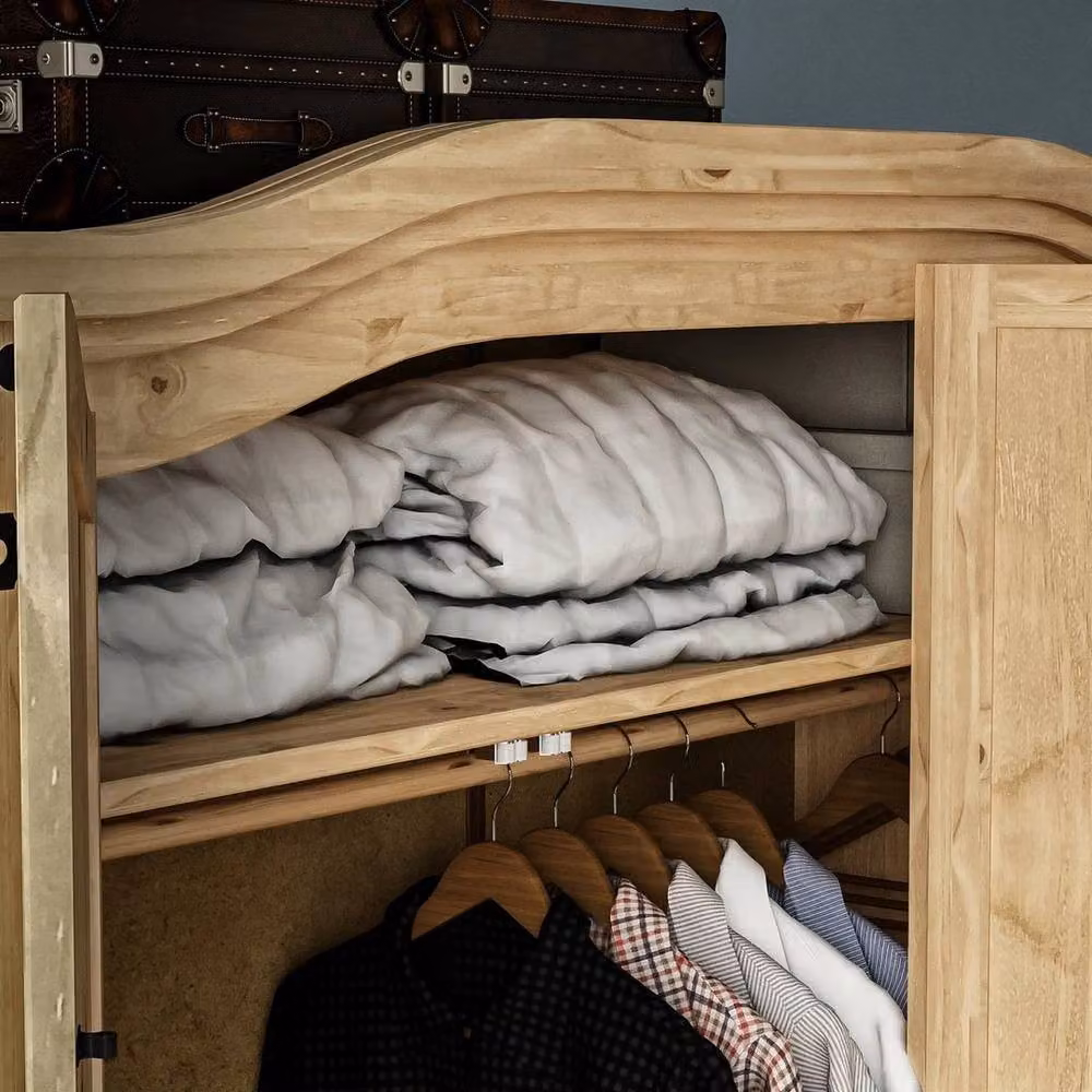 SPETLEK 3 Door Solid Wood Pine Wardrobe in Natural Finish – 3