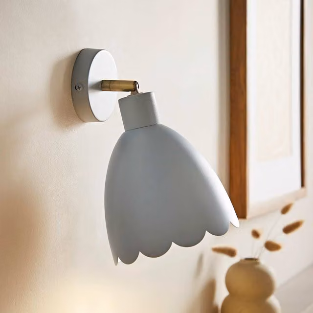ValueLights Millie Pair of Adjustable Scallop Wall Lights with Bulbs in Blue – 1