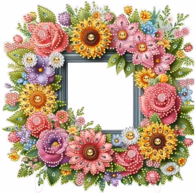 Syntego Floral Photo Frame Diamond Painting Kit in Multicolour