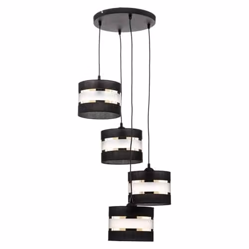 Netlighting Helen Cluster Pendant Ceiling Light in Black and Gold/Brass, Diameter: 35 cm