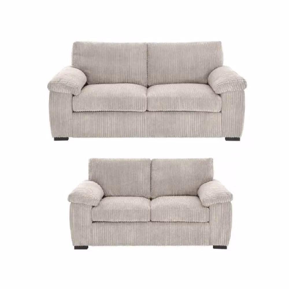 LUXURY LIFE Amalfi Jumbo Cord Fabric Sofa Set in Cream with 3-Seater and 2-Seater Sofas – 2