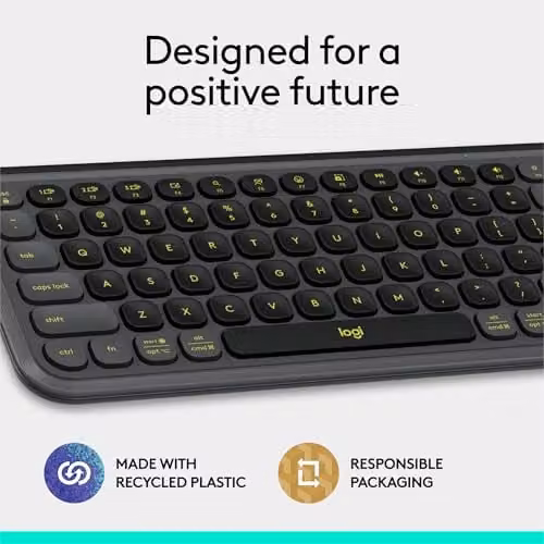 Logitech Pop Icon Keys Wireless Bluetooth Keyboard - Black, Grey and Green – 8