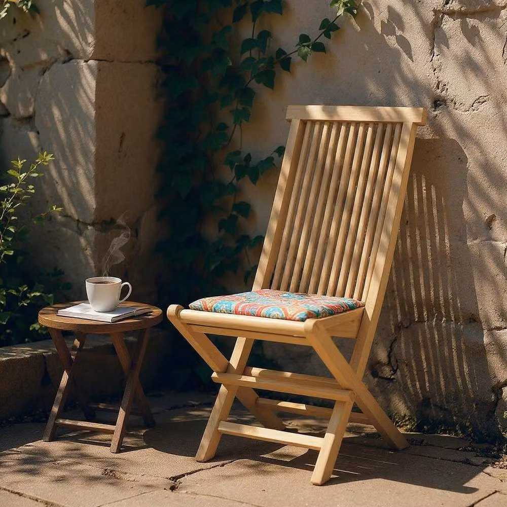 Minster Garden Folding Chair in Brown Teak, W: 45 cm, D: 63 cm, H: 89 cm – 2