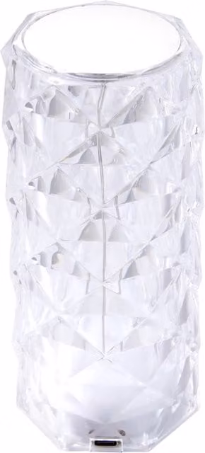 Livingandhome Crystal Diamond RGB LED Table Lamp in White and Transparent, H: 16 cm, W: 16 cm, D: 7 cm