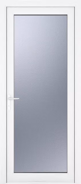 Crystal Direct White uPVC Single Door with Obscure Full Glass Insert, Right Hand, W: 92.0 cm, H: 209.0 cm