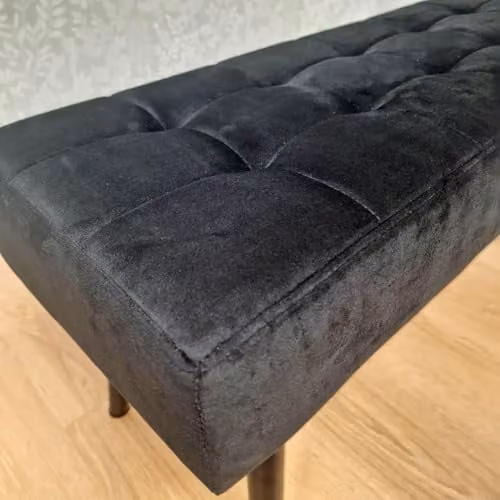 KOSY KOALA Black Velvet Padded Dining Bench with Metal Legs W/D/H: 90 x 36 x 47 cm – 2