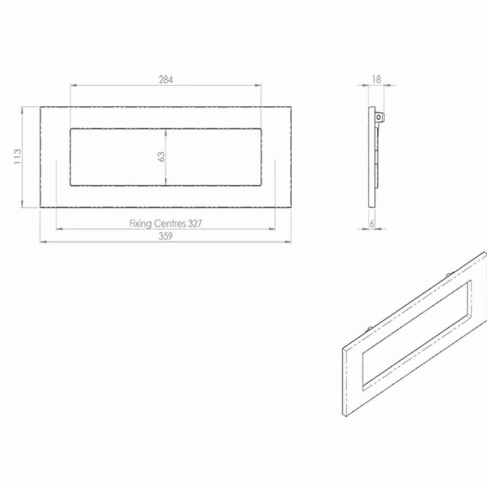 Loops Inward Opening Letterbox Plate in Polished Chrome, W: 358 mm, H: 113 mm, Fixing Centres: 325 mm – 2