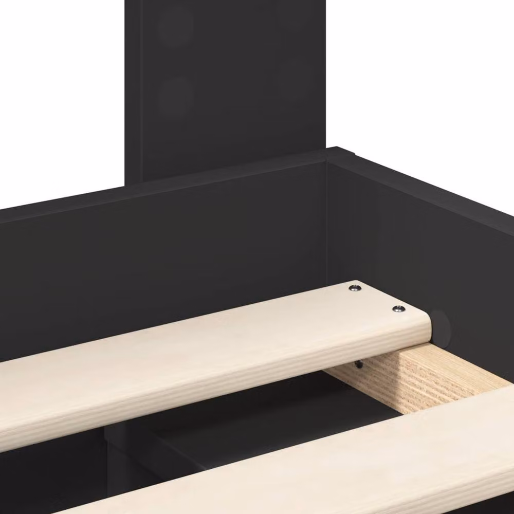 Berkfield Home Modern Bed Frame with Headboard in Black Solid Pine Wood W/D/H: 180 x 200 cm – 3