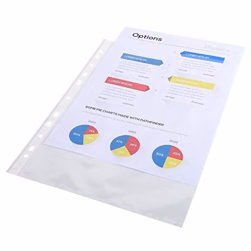EXACOMPTA Pack of 100 Transparent Perforated A4 Polypropylene Plastic Pockets – 1