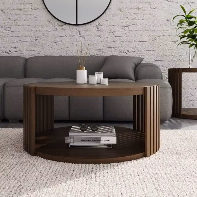 GFW Zadie Round Coffee Table in Walnut Wood – 1