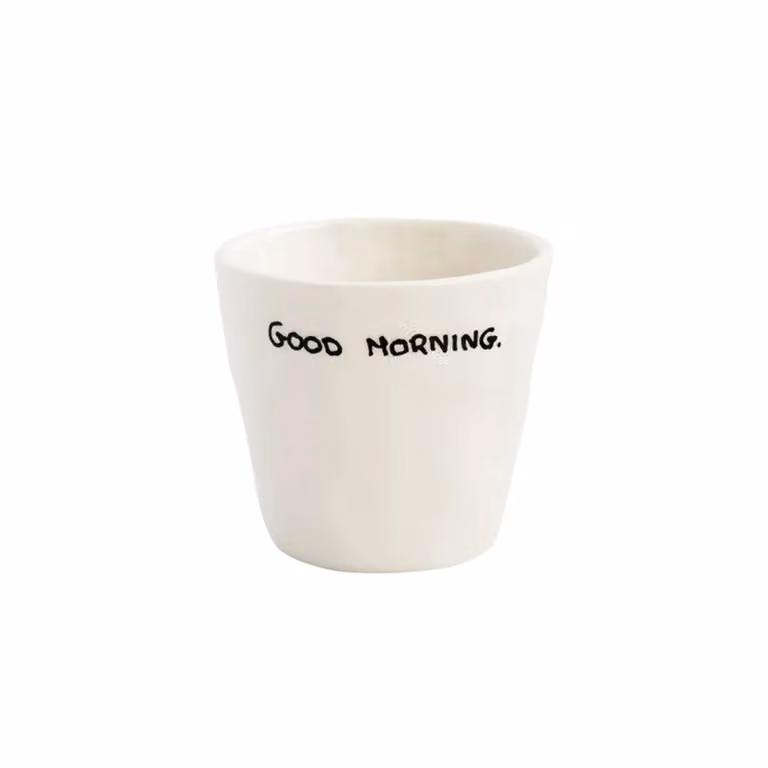 Anna + Nina Good Morning Espresso Cup, White Ceramic