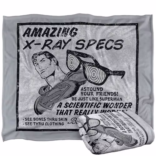 Warner Bros. Superman X-Ray Specs Super Soft Fleece Throw Blanket, Multicolour, W: 152.4 cm x D: 127.0 cm