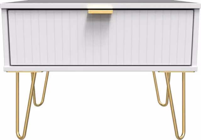 2 U Bexley Wide Side Table with 1 Drawer in White and Gold