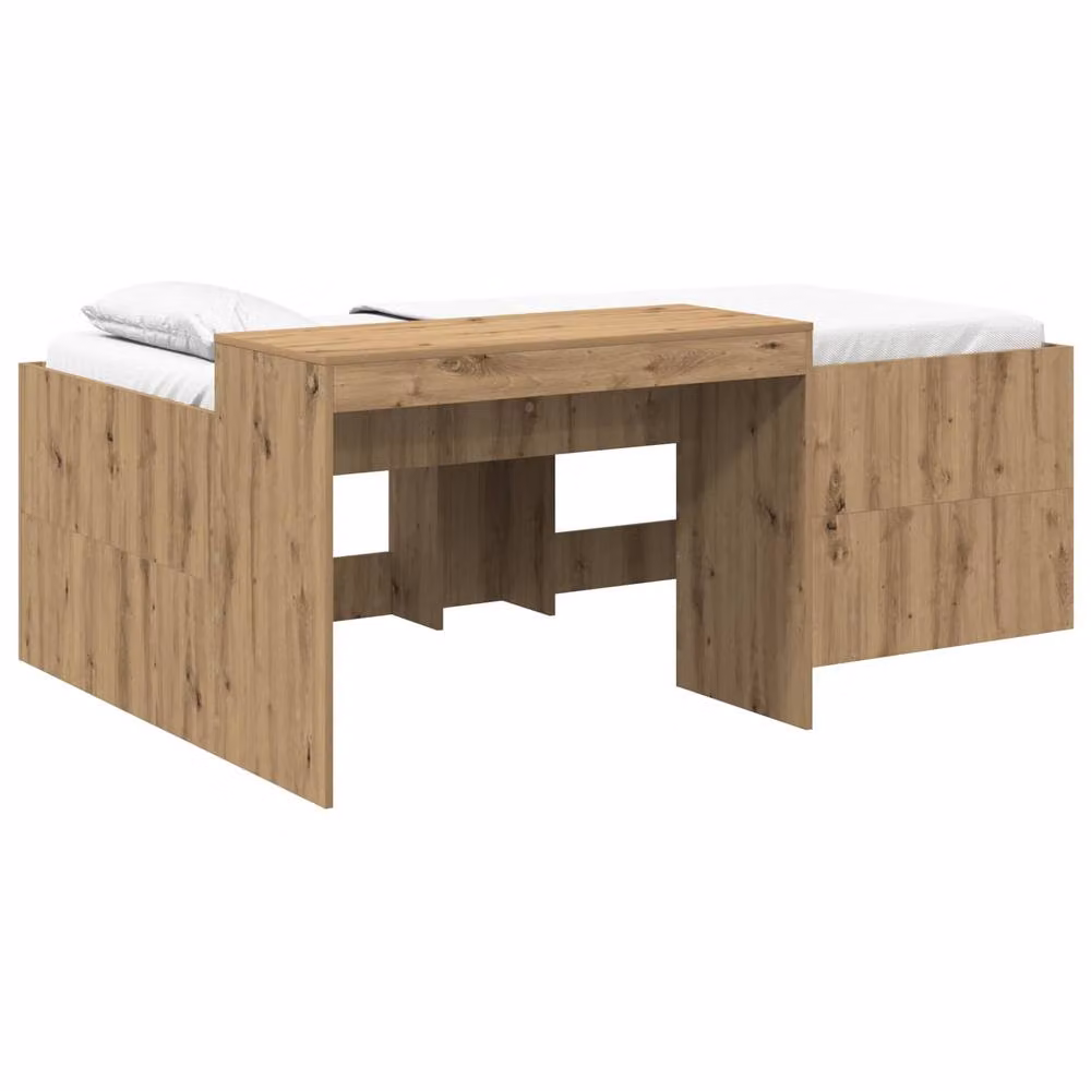 Berkfield Home Kids High Bed Frame with Desk in Artisan Oak Brown, W: 98.5 cm, L: 200 cm – 2